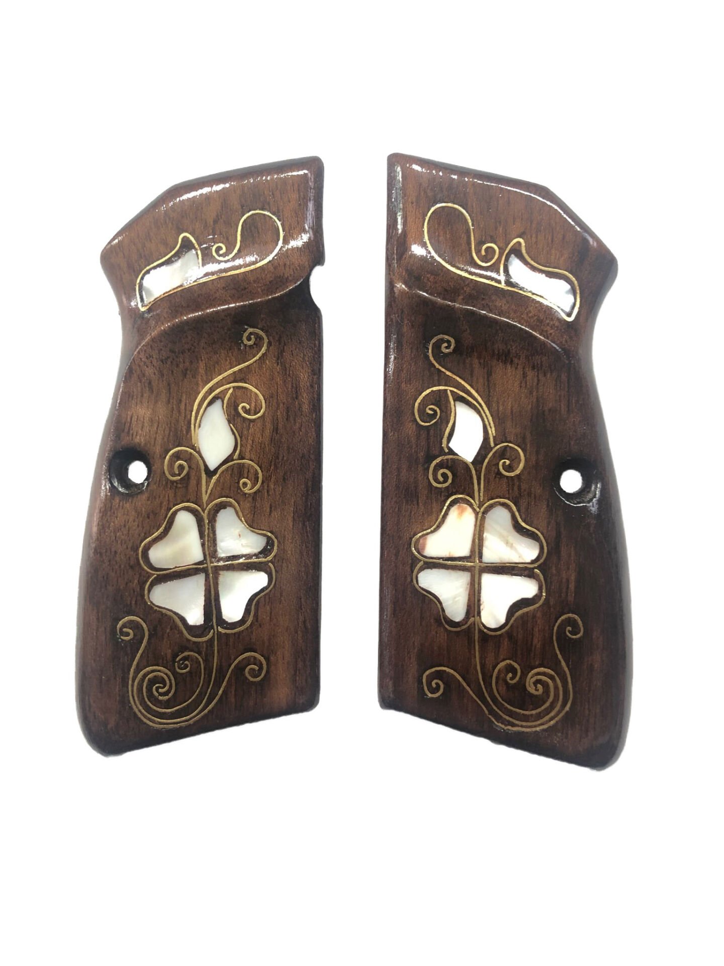 Belçika Browning Hp 14 Uyumlu Sedef Kakma Özel Seri Ahşap Kabze Mod66