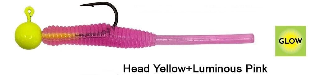 Kendo Hook Worm Jighead+Lrf Silikonu 1gr+4.5cm 5 Adet Head Yellow+Luminous Pink