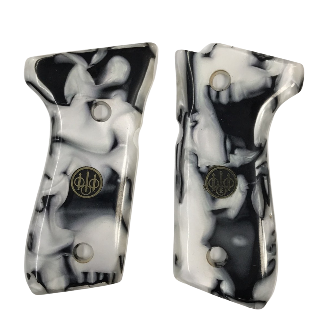 Beretta F92, 92A1, 92G, 92FS, 96, 96A1, M9, M9A1 Uyumlu Özel Üretim Metal Logolu Sedef Kabze