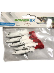 Powerex 3D Kırmızı Kuyruk Turna Model Kendinden Zokalı 12cm. 26gr. Silikon Sahte Yem 5'li Paket