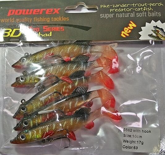Powerex 3D 5562-69 Turna Modeli Kendinden Zokalı 10cm.17gr Silikon Sahte Yem 5li Paket