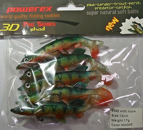 Powerex 3D 5562-NW005 Kendinden Zokalı Turna Modeli 10cm.17gr Silikon Sahte Yem 5li Paket