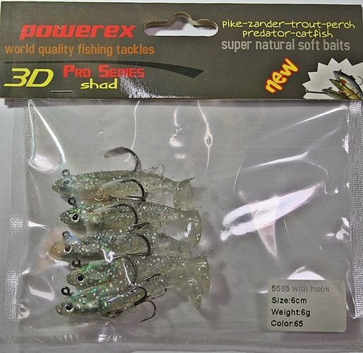 Powerex 3D 5565 6 cm. 6 gr, 65 Kendinden Zokalı Silikon Sahte Yem 5li Paket