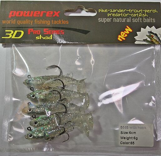 Powerex 3D 5565 6 cm. 6 gr, 65 Kendinden Zokalı Silikon Sahte Yem 5li Paket