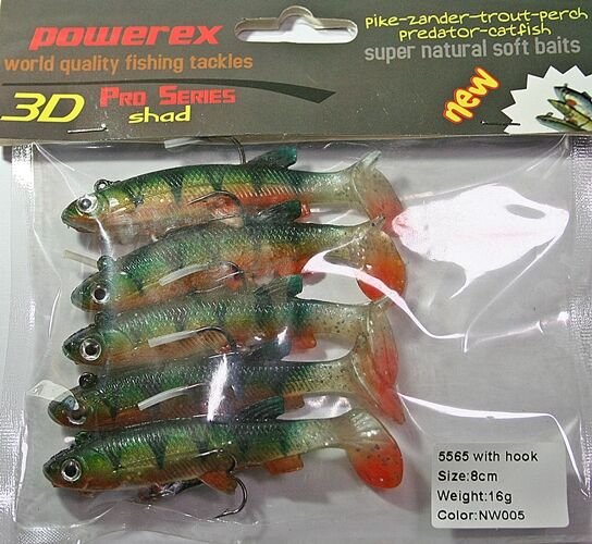 Powerex 3D 5565 6 cm. 6 gr, NW005 Kendinden Zokalı Silikon Sahte Yem 5li Paket