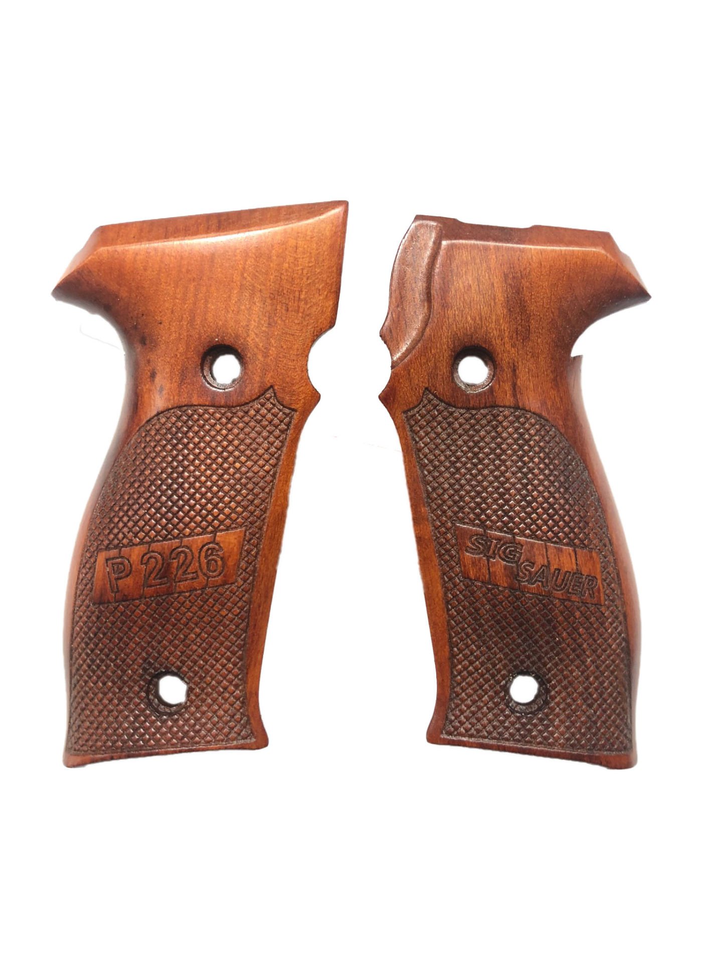 Sig Sauer P226 Uyumlu Özel Seri Lazer Kesim Sig Sauer P226 Yazılı Kızıl Ahşap Kabze Mod9