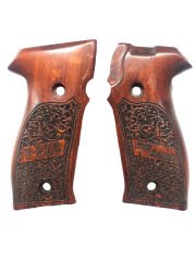 Sig Sauer P226 Uyumlu Özel Seri Lazer Kesim Sig Sauer P226 Yazılı Kızıl Ahşap Kabze Mod8