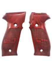 Sig Sauer P226 Uyumlu Özel Seri Lazer Kesim Sig Sauer P226 Yazılı Kızıl Ahşap Kabze Mod6