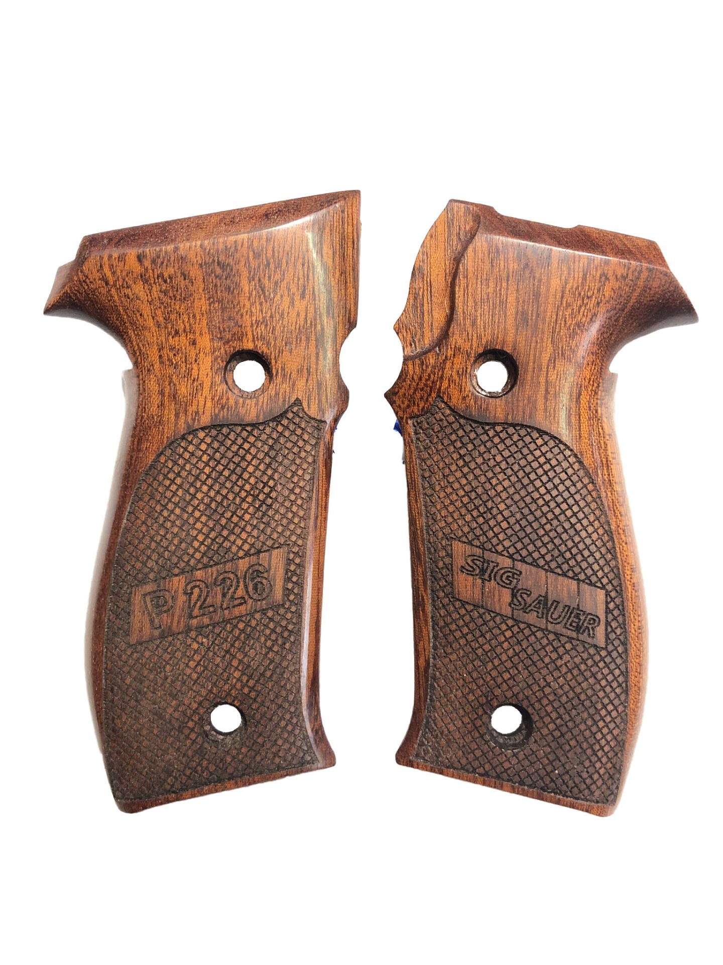 Sig Sauer P226 Uyumlu Lazer Kesim Sig Sauer P226 Yazılı Koyu Ahşap Kabze Mod3