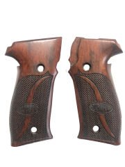 Sig Sauer P226 Uyumlu Lazer Kesim Kızıl Ahşap Kabze Mod2