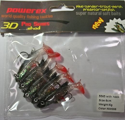 Powerex 3D 5565 6 cm. 6 gr, NW006 Kendinden Zokalı Silikon Sahte Yem 5li Paket