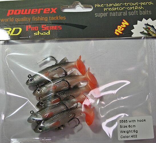 Powerex 3D 5565 6 cm. 6 gr, 402 Kendinden Zokalı Silikon Sahte Yem 5li Paket
