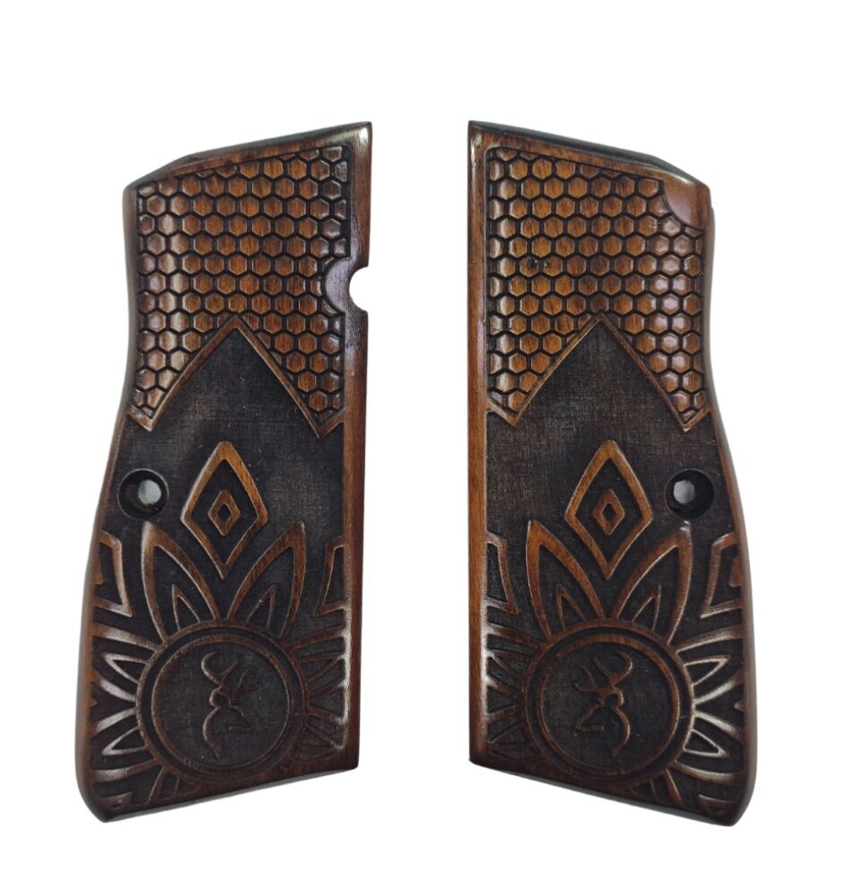 Belçika Browning Hp 14 Uyumlu Özel Üretim Lazer Kesim Ahşap Kabze 2022-36