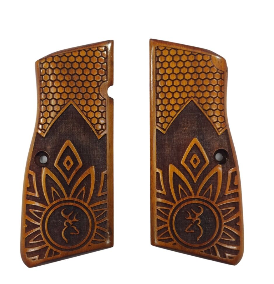 Belçika Browning Hp 14 Uyumlu Özel Üretim Lazer Kesim Ahşap Kabze 2022-37