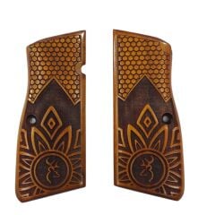 Belçika Browning Hp 14 Uyumlu Özel Üretim Lazer Kesim Ahşap Kabze 2022-37