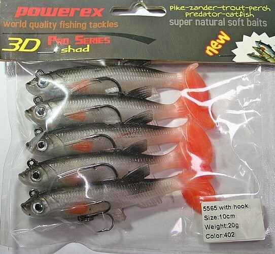 Powerex 3D 5565 10cm.20 gr, 402 Kendinden Zokalı Silikon Sahte Yem 5li Paket