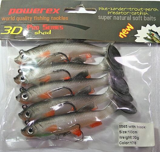 Powerex 3D 5565 10cm.20 gr, 178 Kendinden Zokalı Silikon Sahte Yem 5li Paket