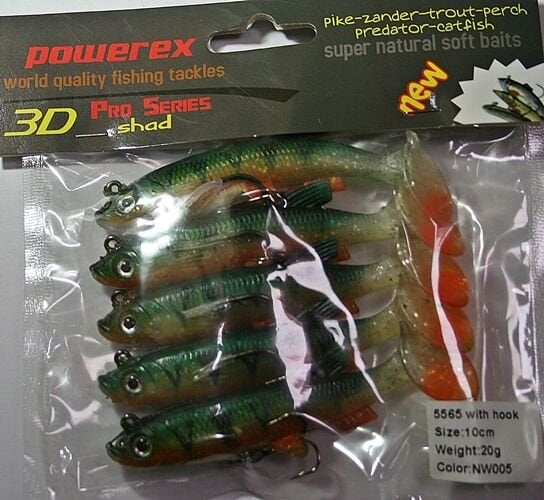 Powerex 3D 5565 10cm.20 gr, NW005 Kendinden Zokalı Silikon Sahte Yem 5li Paket