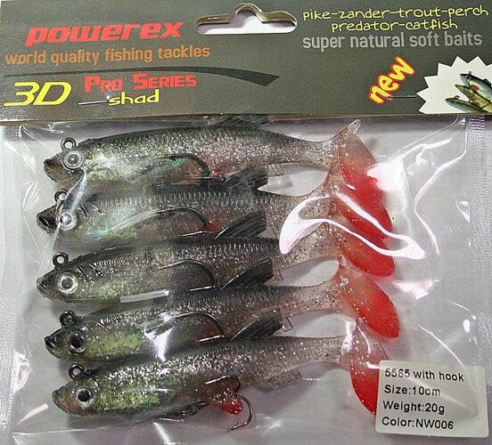 Powerex 3D 5565 10cm.20 gr, NW006 Kendinden Zokalı Silikon Sahte Yem 5li Paket