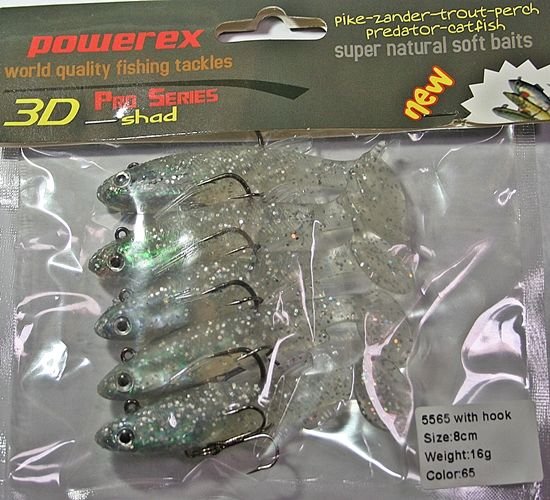 Powerex 3D 5565 8cm.16 gr, 65 Kendinden Zokalı Silikon Sahte Yem 5li Paket