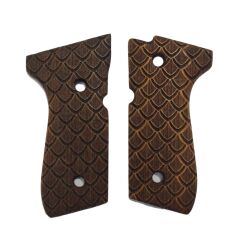 Beretta F92, 92A1, 92G, 92FS, 96, 96A1, M9, M9A1 Uyumlu Özel Seri Lazer Kesim Ahşap Kabze 2021-69