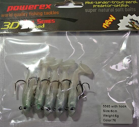 Powerex 3D 5565 6 cm. 6 gr, 76 Kendinden Zokalı Silikon Sahte Yem 5li Paket