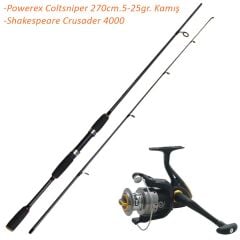 Powerex Coltsniper 270cm. 5-25gr Shakespeare Crusader 4000 Spin Kamış Makine Set