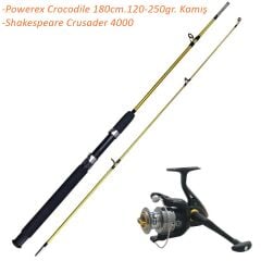 Powerex Crocodile 180cm. 120-250gr Shakespeare Crusader 4000 Spin Kamış Makine Set