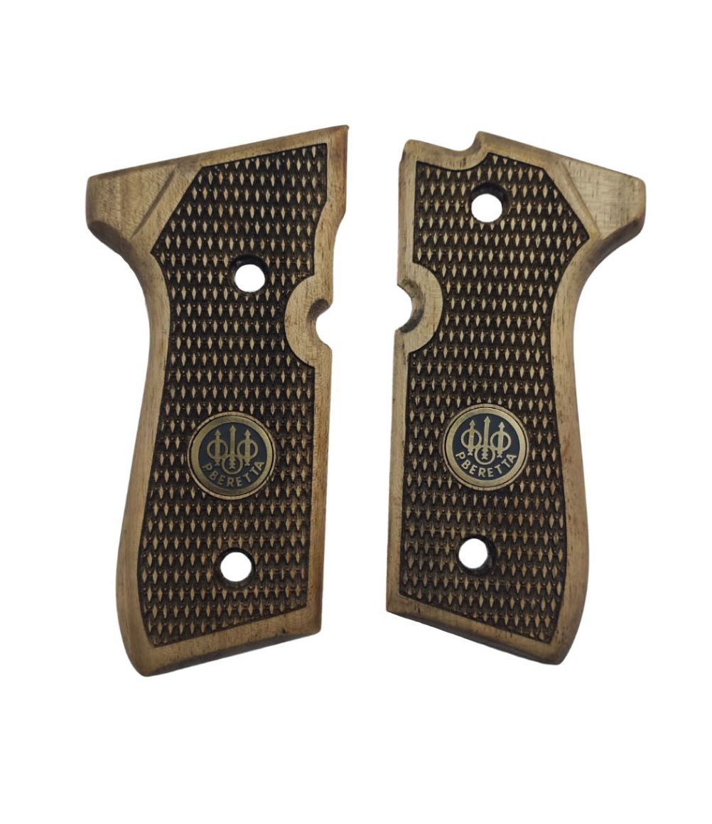 Beretta F92, 92A1, 92G, 92FS, 96, 96A1, M9, M9A1 Uyumlu Özel Seri Lazer Kesim Ahşap Kabze 2021-54