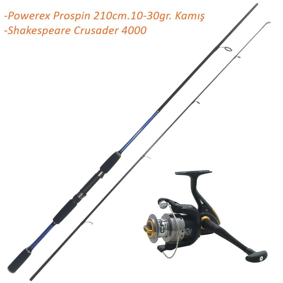 Powerex Prospin 210cm. 10-30gr Shakespeare Crusader 4000 Spin Kamış Makine Set