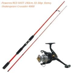 Powerex Red Shot 240cm. 10-30gr Shakespeare Crusader 4000 Spin Kamış Makine Set
