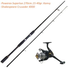 Powerex Superlua 270cm 15-40gr Shakespeare Crusader 4000 Spin Kamış Makine Set