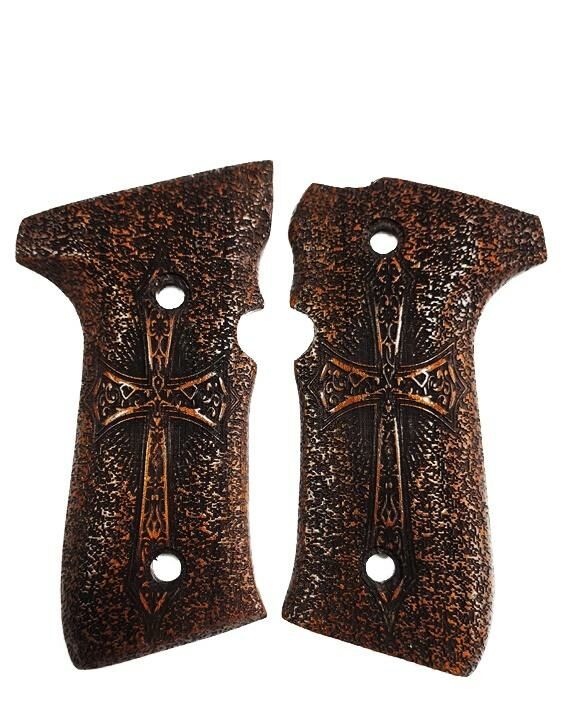 Beretta F92, 92A1, 92G, 92FS, 96, 96A1, M9, M9A1 Uyumlu Özel Seri Lazer Kesim Ahşap Kabze 2021-7