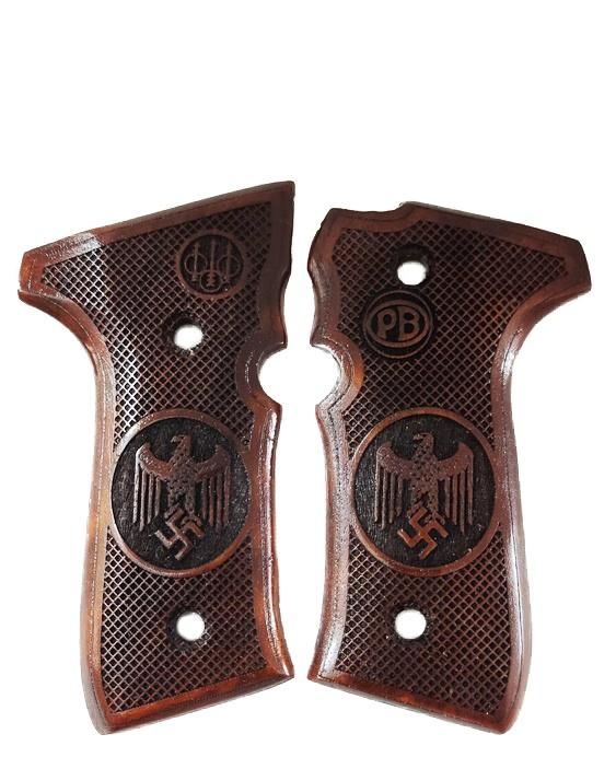Beretta F92, 92A1, 92G, 92FS, 96, 96A1, M9, M9A1 Uyumlu Özel Seri Lazer Kesim Ahşap Kabze 2021-5