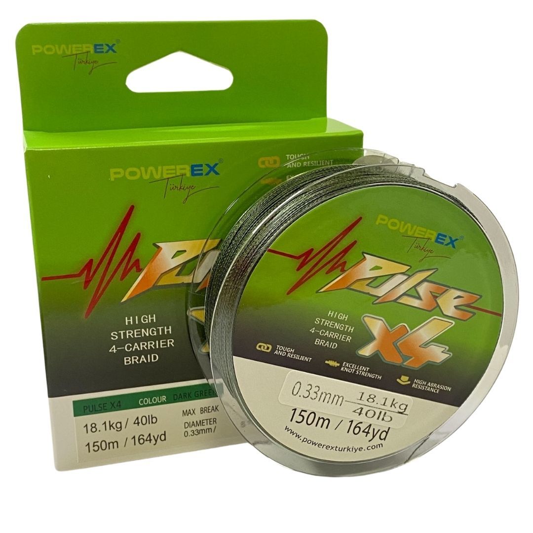 Powerex Pulse 4 örgü 150m. Dark Green 0.10mm/5.9 kg İp Misina