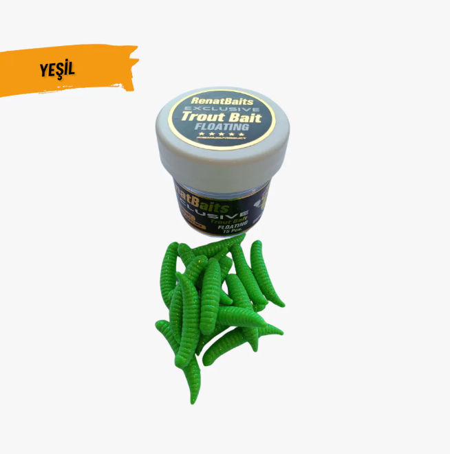 Renat Baits Trout Bait Peynir Kokulu Silikon Kurtçuk Simli Alabalık Yemi – Yeşil