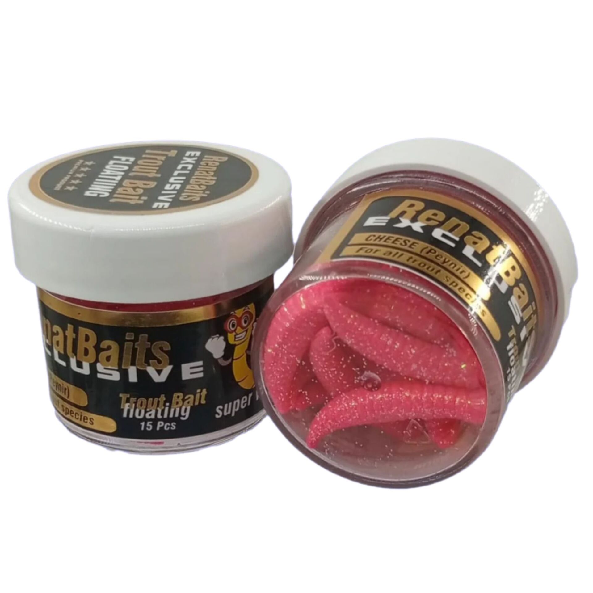 Renat Baits Trout Bait Peynir Kokulu Silikon Kurtçuk Simli Alabalık Yemi – Pembe