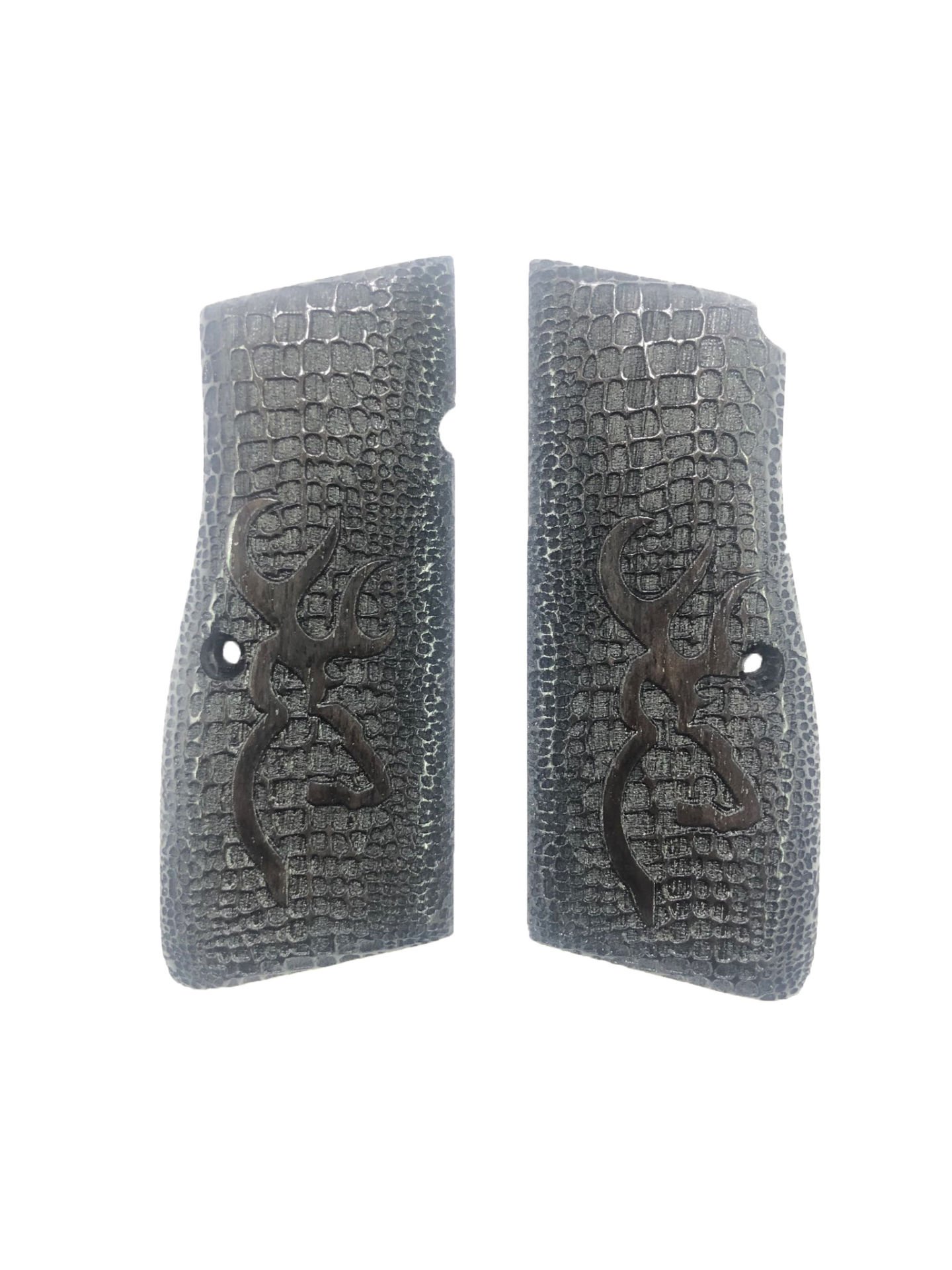 Belçika Browning Hp 14 Uyumlu Özel Üretim Lazer Kesim Siyah Ahşap Kabze Mod82