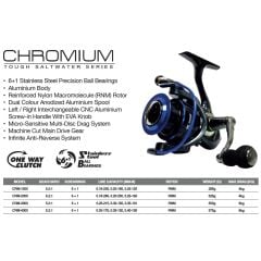 Pioneer Chromium Saltwater CRM-2000 6+1BB. Power Alüminyum Olta Makinesi
