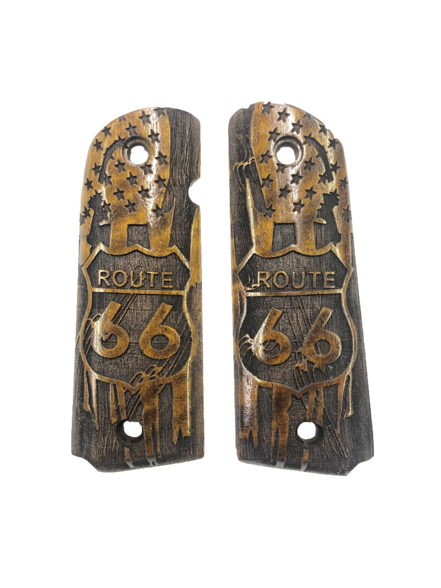 Colt 1911 Uyumlu Özel Model Lazer Kesim Ahşap Kabze Mod63