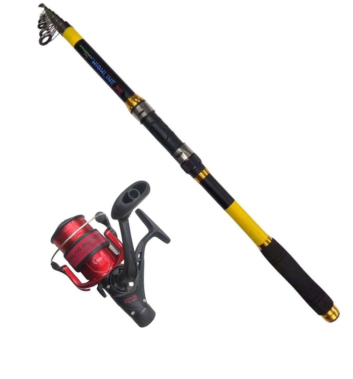 Powerex Highline 3m. 75-150gr Kamış  - Highline Plus 4000 Kırmızı Kamış Makine Olta Seti