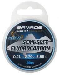 Savage Gear Semi-Soft Fluorocarbon 0,21 mm. 2,70 kg. Seabass 30 M Clear Leader Misina