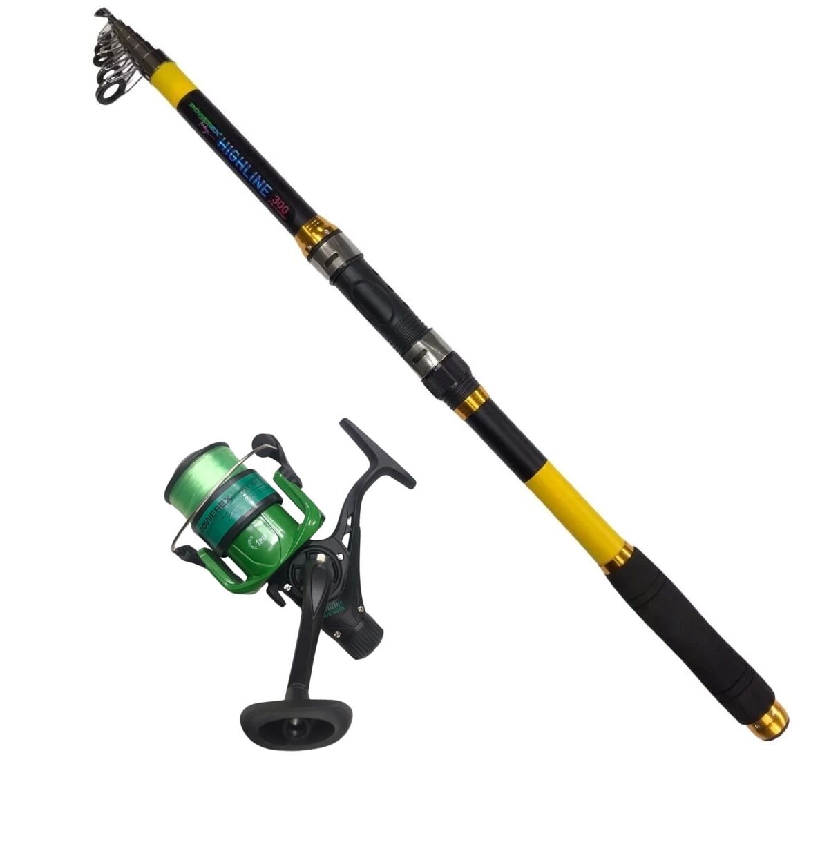 Powerex Highline 3,60m. 75-150gr Kamış  - Highline Plus 4000 Yeşil Kamış Makine Olta Seti