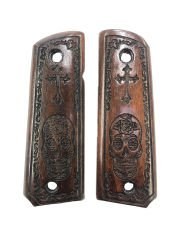 Colt 1911 Uyumlu Özel Model Meksika Ölüler Günü Lazer Kesim Ahşap Kabze Mod53