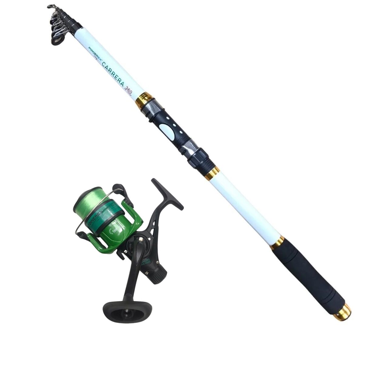 Powerex Carrera 3,60m. 75-150gr Kamış  - Highline Plus 4000 Yeşil Kamış Makine Olta Seti