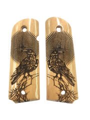 Colt 1911 Uyumlu Özel Seri Kuş Model Lazer Kesim Ahşap Kabze Mod54