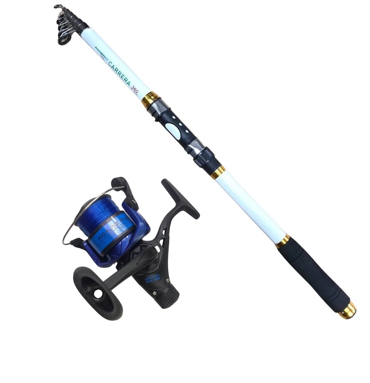 Powerex Carrera 3,60m. 75-150gr Kamış  - Highline Plus 4000 Mavi Kamış Makine Olta Seti