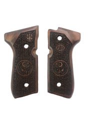 Beretta F92, 92A1, 92G, 92FS, 96, 96A1, M9, M9A1 Uyumlu Ay Yıldız ve Kartal Model Özel Seri Ahşap Kabze Mod22