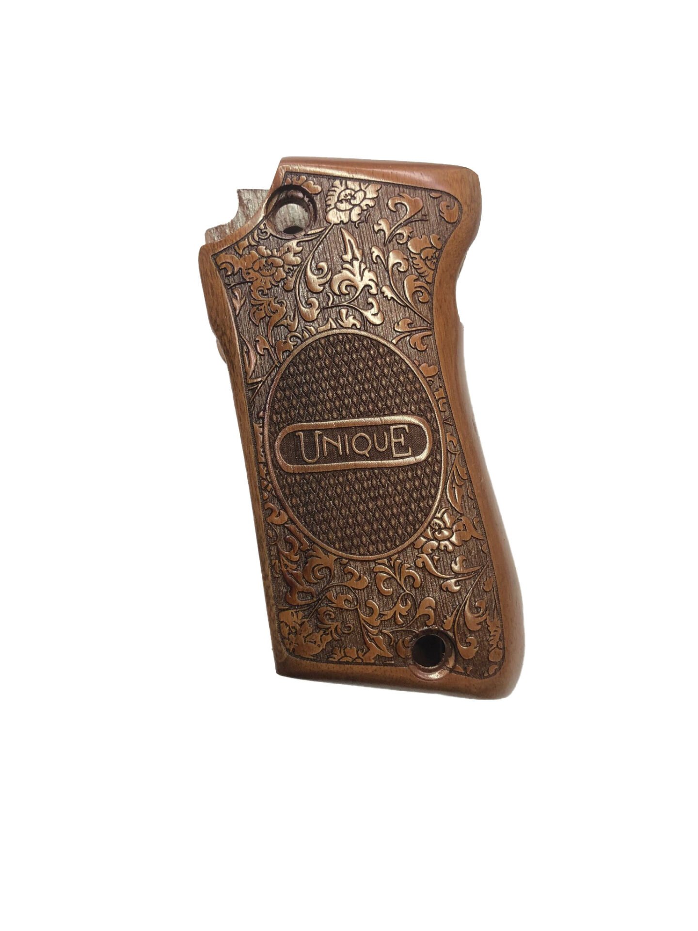 Unique , Fransız Onlusu Uyumlu Unique Yazılı Özel Model Lazer Kesim Ahşap Kabze Mod3