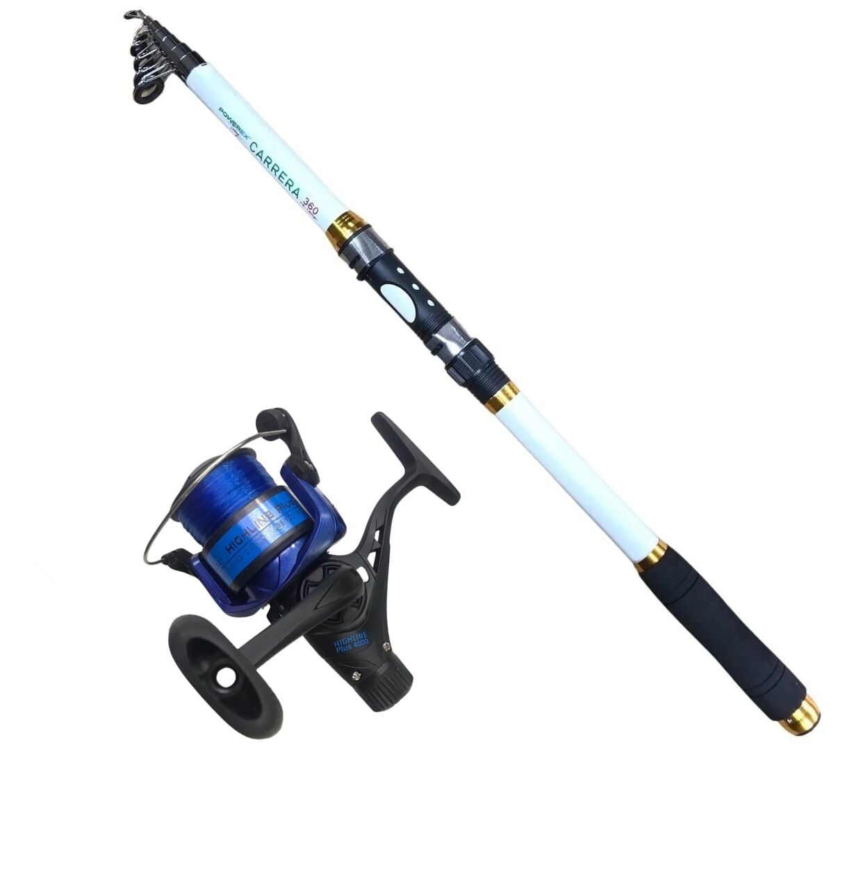 Powerex Carrera 2,40m. 75-150gr Kamış  - Highline Plus 4000 Mavi Kamış Makine Olta Seti